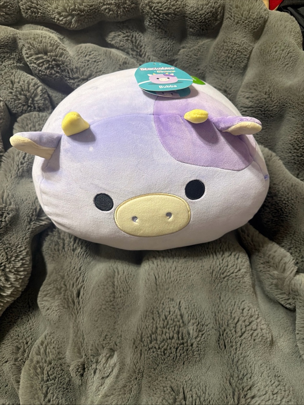 Squishmallow Cow 12 Inch Stackable Bubba the Purple Cow Bull Soft Plush See Tag